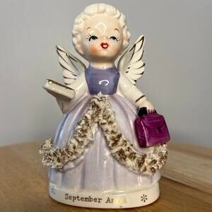 Vintage FINE A QUALITY Japan September Birthday Angel Books Figurine